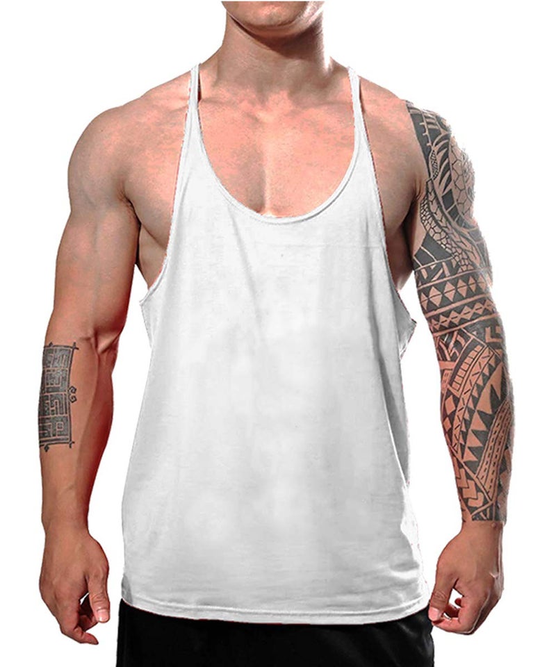JEEING GEAR Men's Stringer Bodybuilding Workout Gym Tank Tops Y Back Cotton Color Black White Gray 3pc Size XL - Image 3
